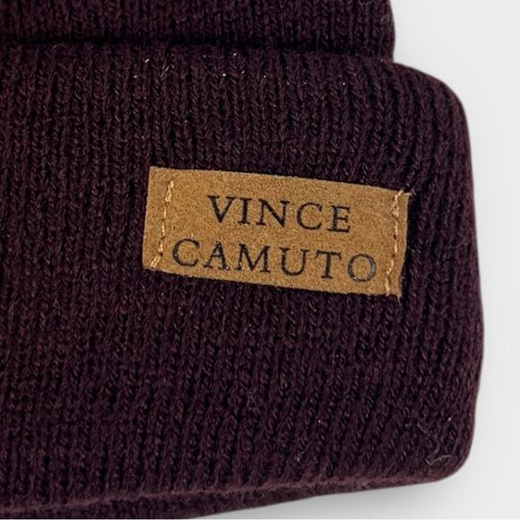 Vince Camuto Ribbed Knit Cuff Beanie in Burgundy NEW - Picture 2 of 5